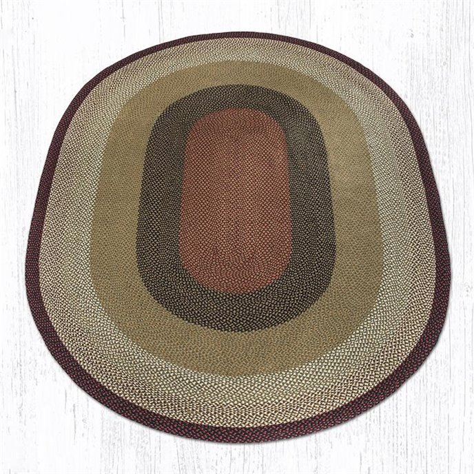 Burgundy/Mustard Oval Braided Rug 8'x11' Thumbnail