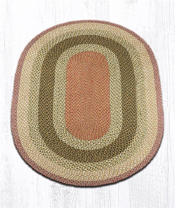 Olive/Burgundy/Gray Oval Braided Rug 4'x6' Thumbnail