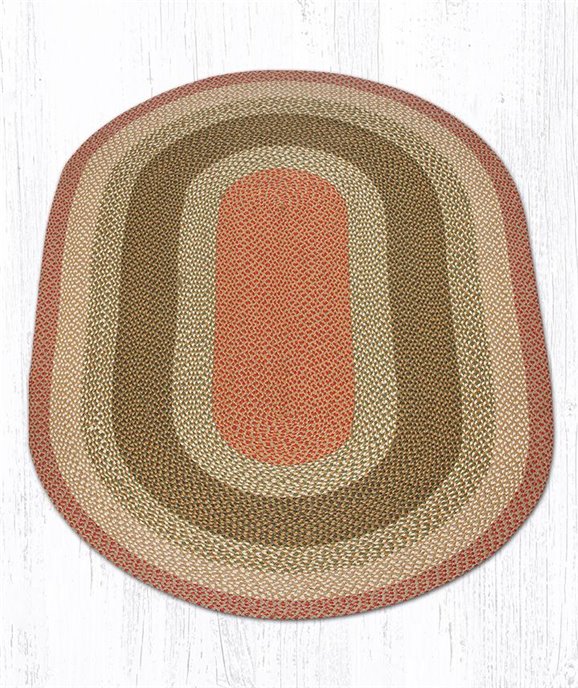 Olive/Burgundy/Gray Oval Braided Rug 5'x8' Thumbnail