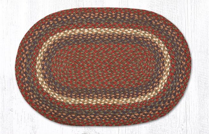 Burgundy/Gray Oval Braided Rug 20"x30" Thumbnail