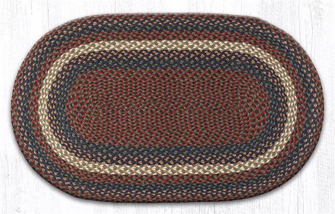 Burgundy/Gray Oval Braided Rug 27"x45" Thumbnail