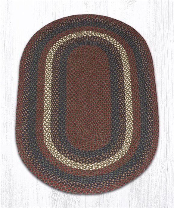Burgundy/Gray Oval Braided Rug 3'x5' Thumbnail