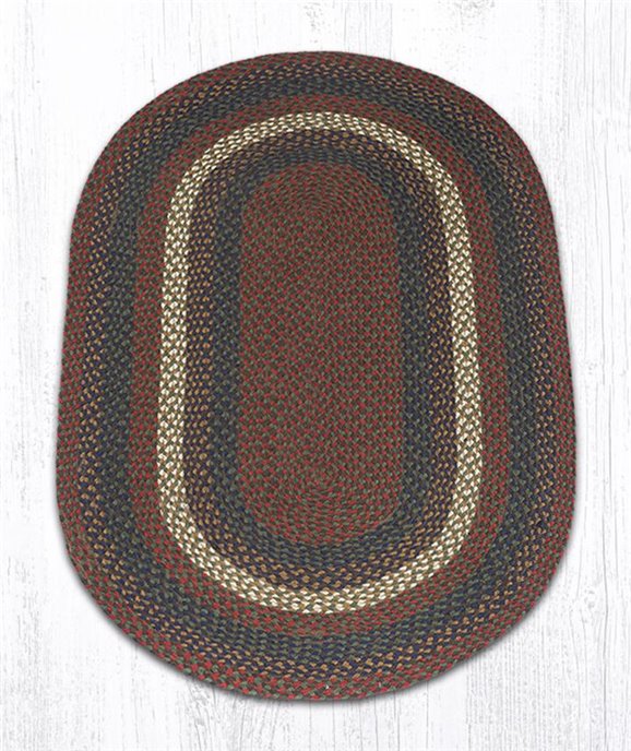 Burgundy/Gray Oval Braided Rug 3'x5' Thumbnail