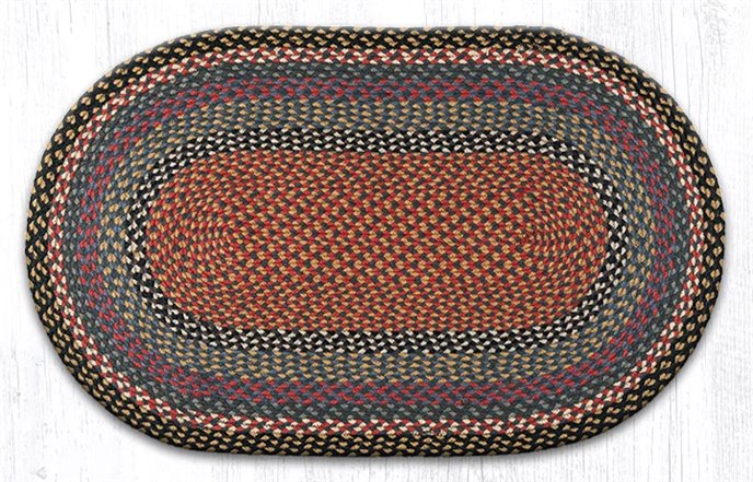 Burgundy/Blue/Gray Oval Braided Rug 27"x45" Thumbnail