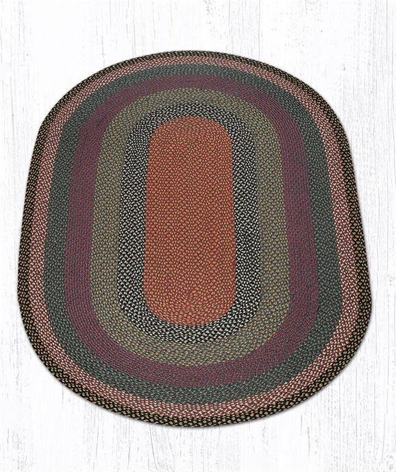 Burgundy/Blue/Gray Oval Braided Rug 5'x8' Thumbnail