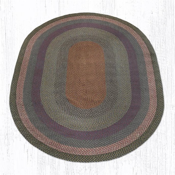 Burgundy/Blue/Gray Oval Braided Rug 8'x11' Thumbnail