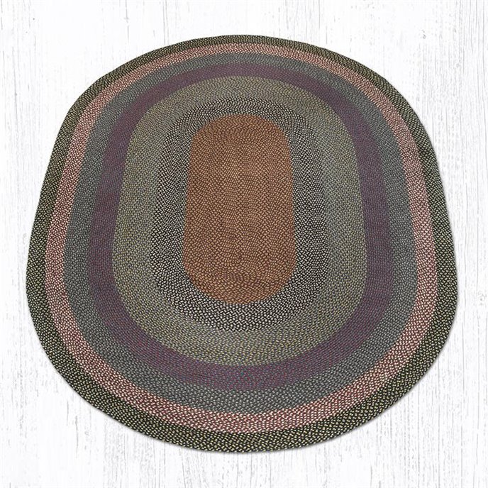 Burgundy/Blue/Gray Oval Braided Rug 8'x11' Thumbnail