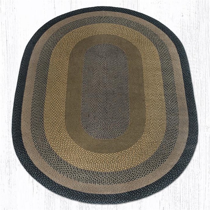 Brown/Black/Charcoal Oval Braided Rug 6'x9' Thumbnail