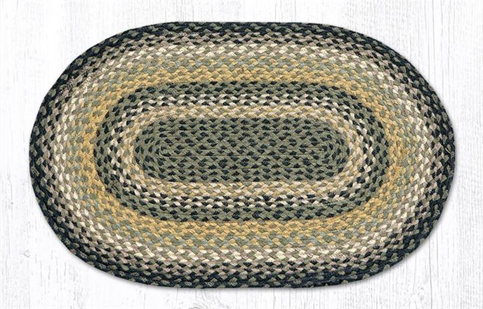 Black/Mustard/Cream Oval Braided Rug 20"x30" Thumbnail