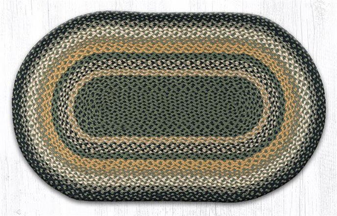 Black/Mustard/Cream Oval Braided Rug 27"x45" Thumbnail