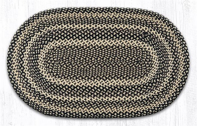 Ebony/Ivory/Chocolate Oval Braided Rug 27"x45" Thumbnail