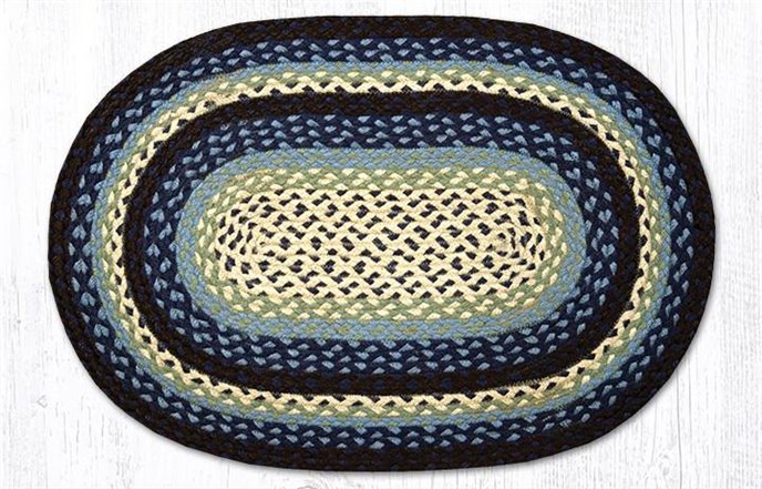 Blueberry/Cream Oval Braided Rug 20"x30" Thumbnail