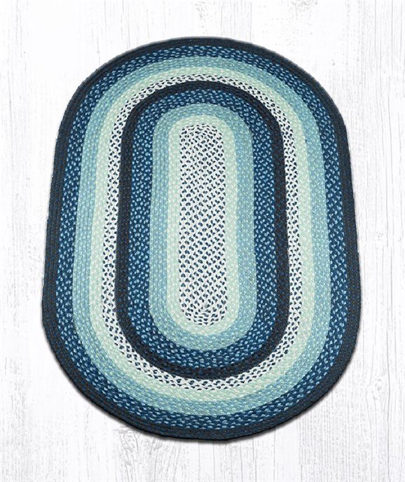 Blueberry/Cream Oval Braided Rug 3'x5' Thumbnail