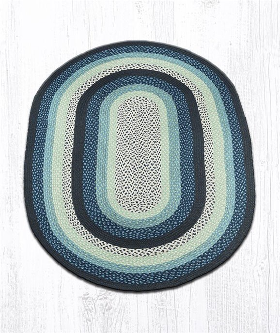 Blueberry/Cream Oval Braided Rug 4'x6' Thumbnail