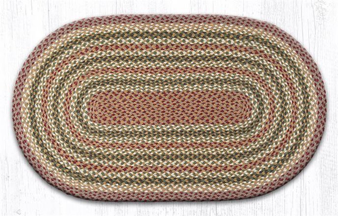 Olive/Burgundy/Gray Oval Braided Rug 27"x45" Thumbnail