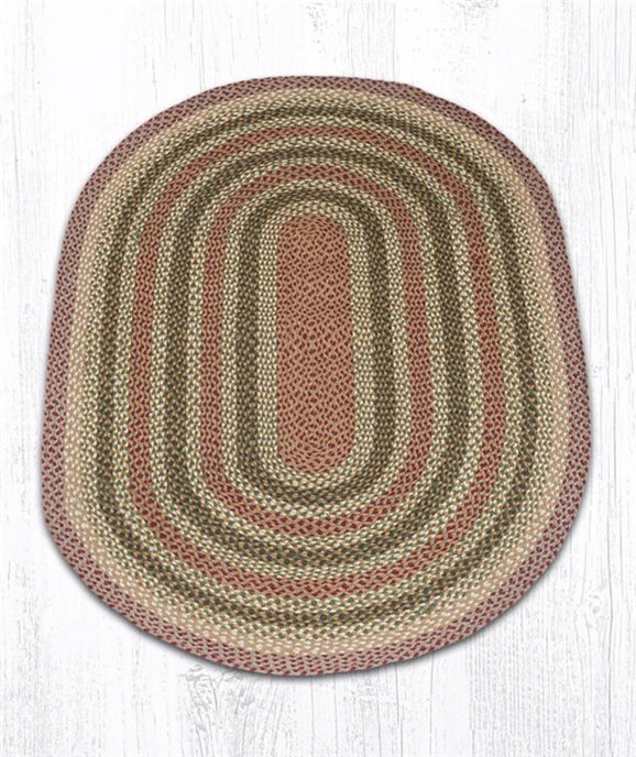 Olive/Burgundy/Gray Oval Braided Rug 4'x6' Thumbnail