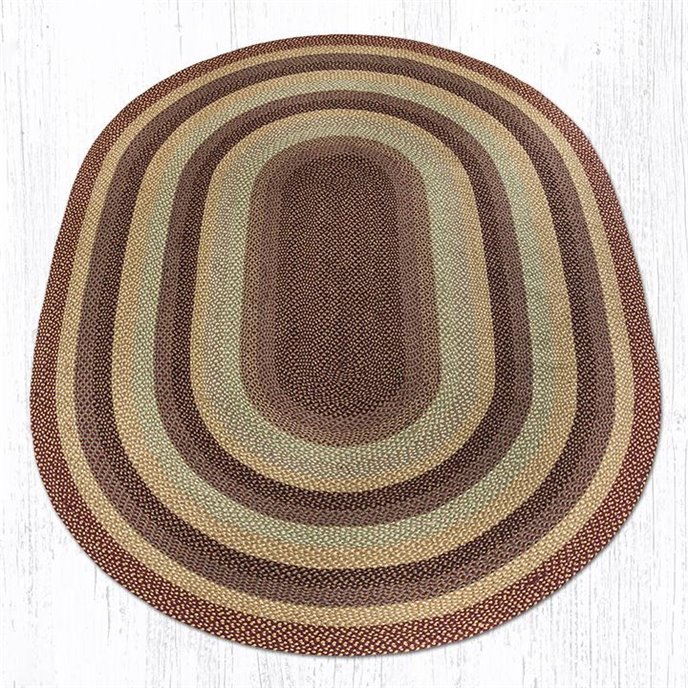 Burgundy/Gray/Cream/Mustard Oval Braided Rug 8'x11' Thumbnail