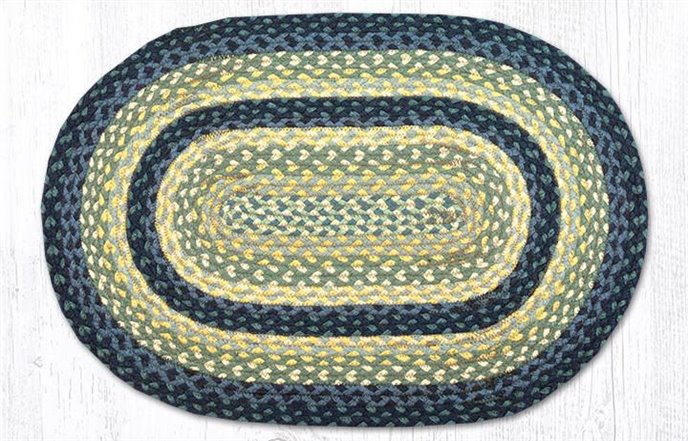 Breezy Blue/Taupe/Ivory Oval Braided Rug 20"x30" Thumbnail