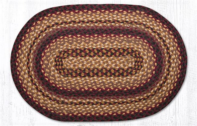 Black Cherry/Chocolate/Cream Oval Braided Rug 20"x30" Thumbnail