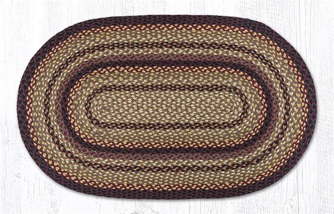 Black Cherry/Chocolate/Cream Oval Braided Rug 27"x45" Thumbnail