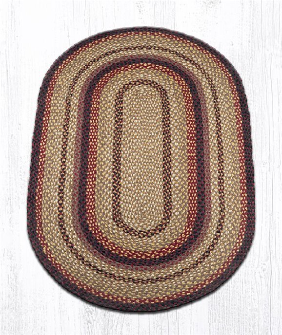 Black Cherry/Chocolate/Cream Oval Braided Rug 3'x5' Thumbnail