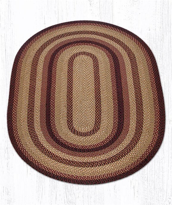 Black Cherry/Chocolate/Cream Oval Braided Rug 5'x8' Thumbnail