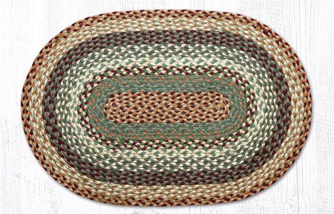 Buttermilk/Cranberry Oval Braided Rug 20"x30" Thumbnail