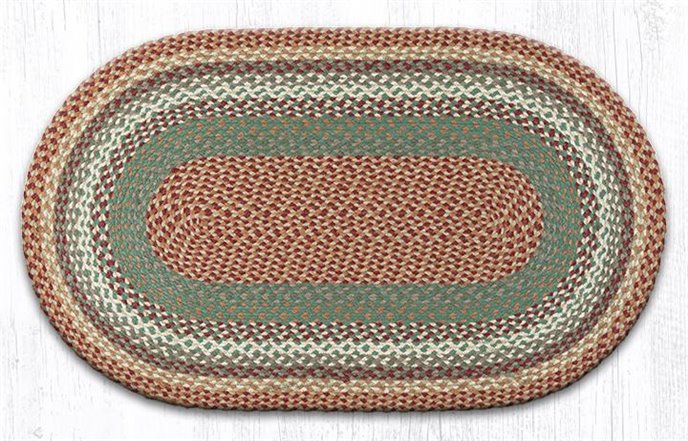Buttermilk/Cranberry Oval Braided Rug 27"x45" Thumbnail