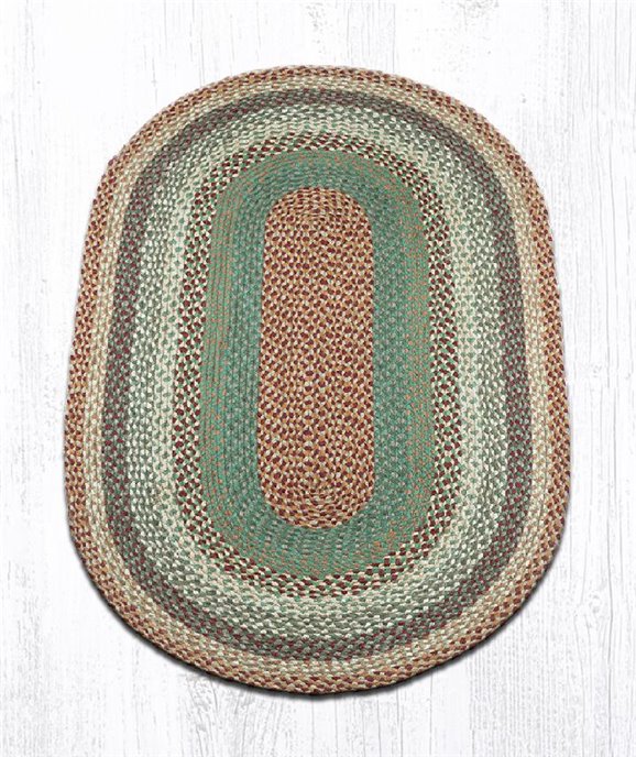 Buttermilk/Cranberry Oval Braided Rug 3'x5' Thumbnail