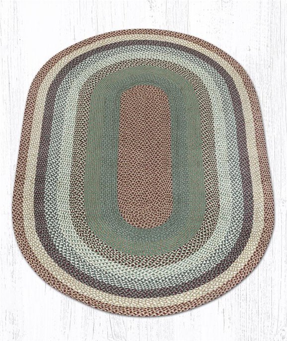 Buttermilk/Cranberry Oval Braided Rug 5'x8' Thumbnail