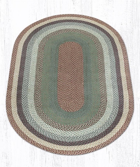 Buttermilk/Cranberry Oval Braided Rug 5'x8' Thumbnail