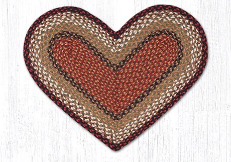 Burgundy/Mustard Heart Shaped Braided Rug 20"x30" Thumbnail