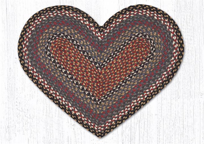 Burgundy/Blue/Gray Heart Shaped Braided Rug 20"x30" Thumbnail