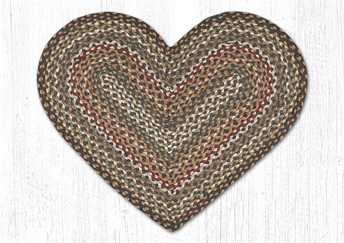 Fir/Ivory Heart Shaped Braided Rug 20"x30" Thumbnail