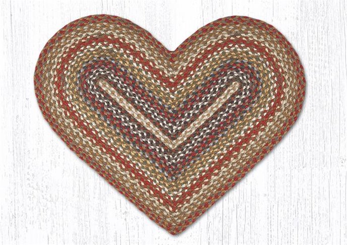 Honey/Vanilla/Ginger Heart Shaped Braided Rug 20"x30" Thumbnail