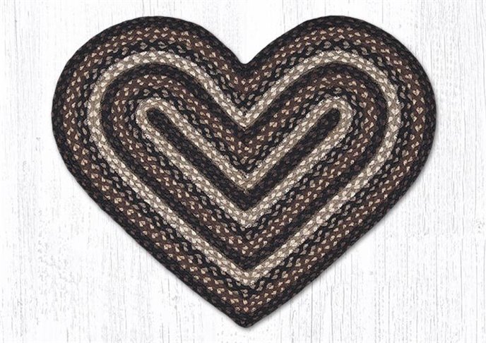 Mocha/Frappuccino Heart Shaped Braided Rug 20"x30" Thumbnail