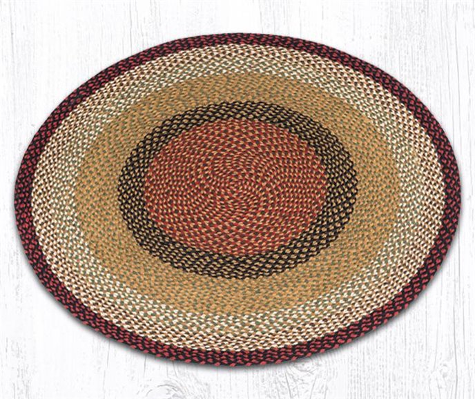 Burgundy/Mustard Round Braided Rug 4'x4' Thumbnail