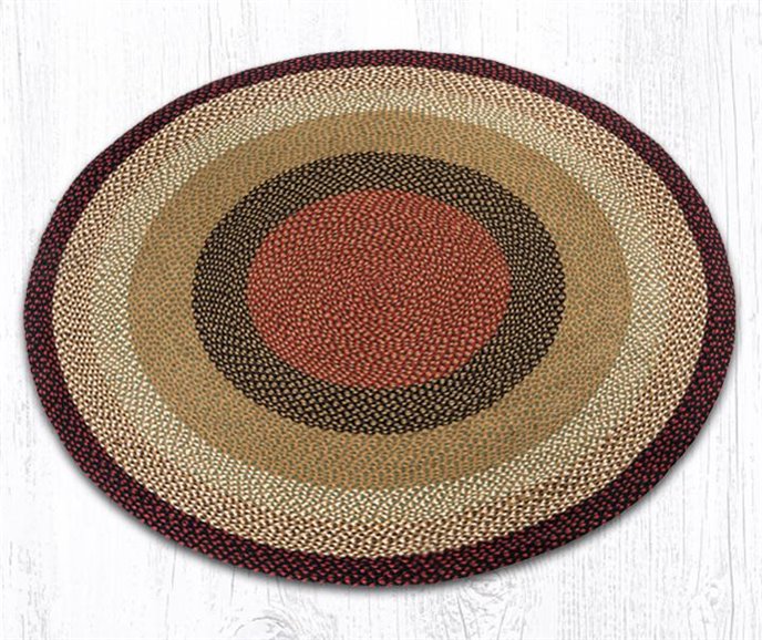 Burgundy/Mustard Round Braided Rug 5.75'x5.75' Thumbnail