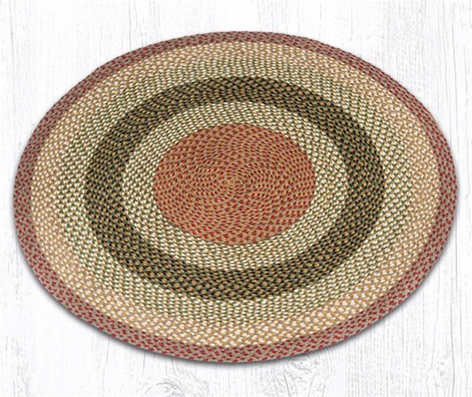 Olive/Burgundy/Gray Round Braided Rug 5.75'x5.75' Thumbnail