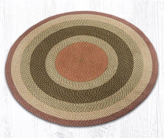 Olive/Burgundy/Gray Round Braided Rug 7.75'x7.75' Thumbnail