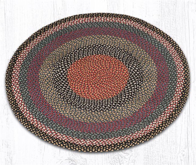 Burgundy/Blue/Gray Round Braided Rug 4'x4' Thumbnail