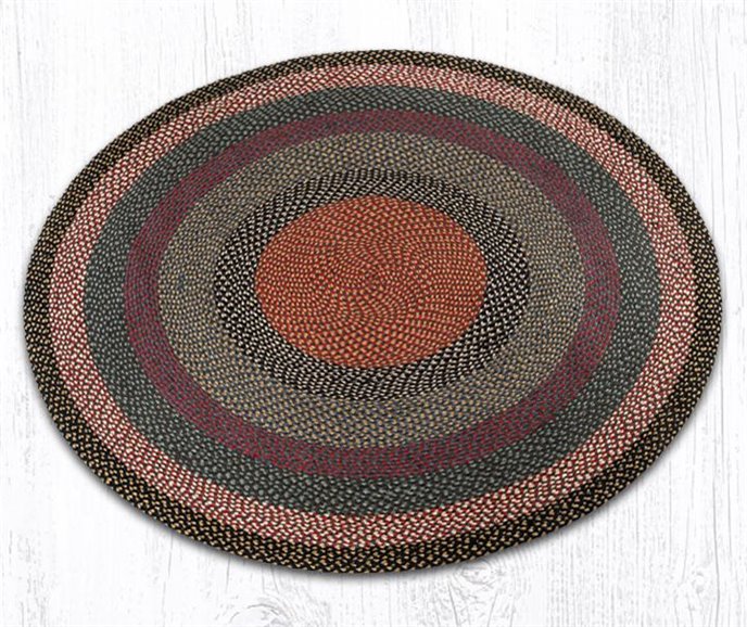 Burgundy/Blue/Gray Round Braided Rug 5.75'x5.75' Thumbnail