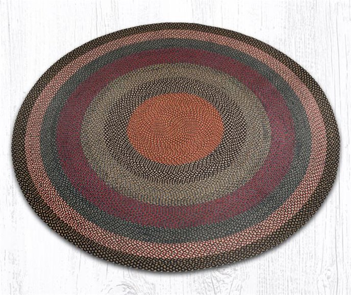 Burgundy/Blue/Gray Round Braided Rug 7.75'x7.75' Thumbnail