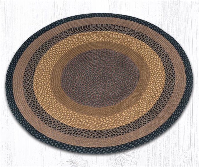 Brown/Black/Charcoal Round Braided Rug 4'x4' Thumbnail