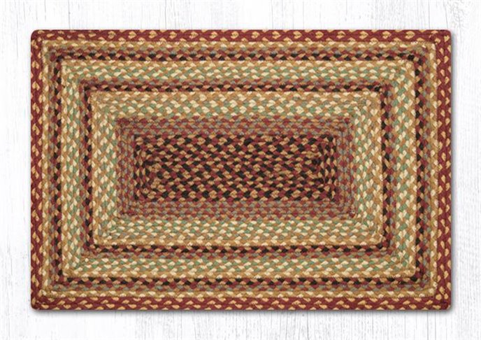 Burgundy/Gray/Cream/Mustard Round Braided Rug 4'x4' Thumbnail