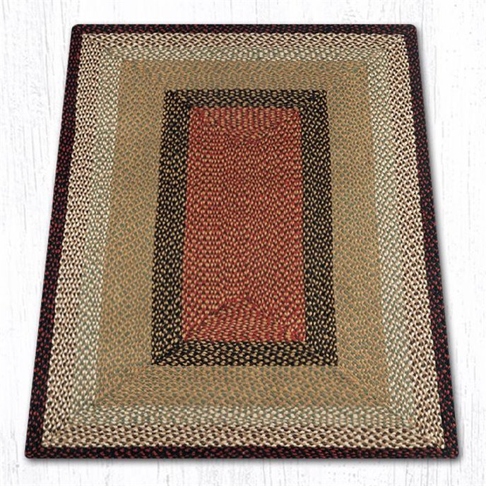 Burgundy/Mustard Rectangular Braided Rug 4'x6' Thumbnail