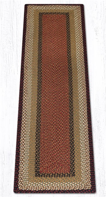 Burgundy/Mustard Rectangular Braided Rug 2'x8' Thumbnail