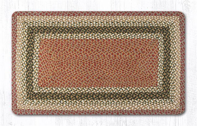 Olive/Burgundy/Gray Rectangular Braided Rug 27"x45" Thumbnail