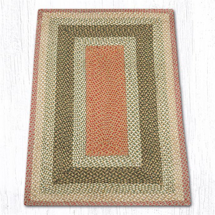 Olive/Burgundy/Gray Rectangular Braided Rug 3'x5' Thumbnail