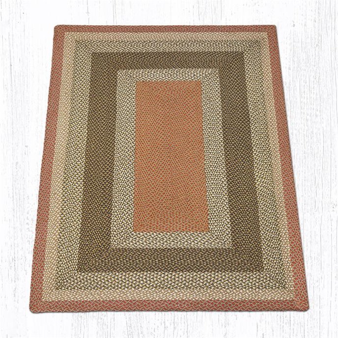 Olive/Burgundy/Gray Rectangular Braided Rug 5'x8' Thumbnail